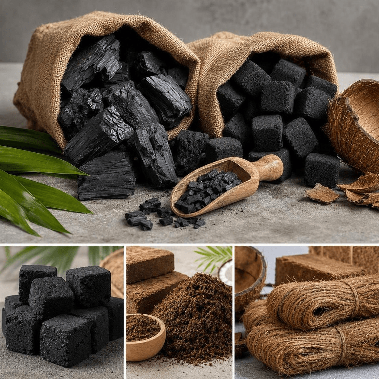 Coconut Shell and Wood Charcoal